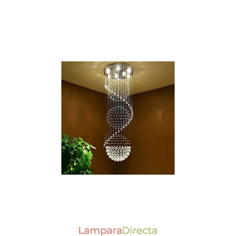 Lámpara colgante de techo de cristal para interiores, ideal para escaleras.