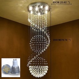 Lámpara colgante de techo de cristal para interiores, ideal para escaleras.
