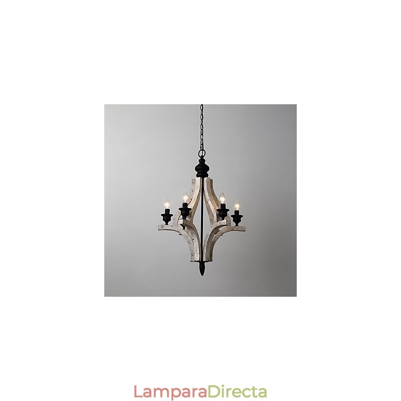 Lámpara colgante decorativa de madera de bambú estilo mini con pintura vintage