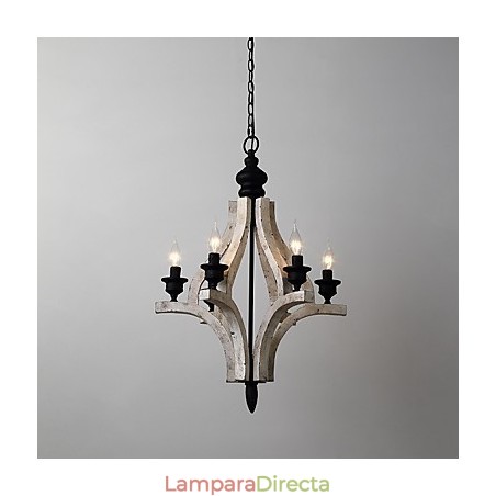 Lámpara colgante decorativa de madera de bambú estilo mini con pintura vintage Lámpara colgante decorativa de madera de bambú estilo mini con pintura vintage