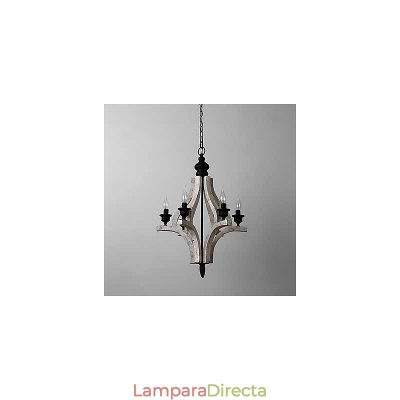 Lámpara colgante decorativa de madera de bambú estilo mini con pintura vintage