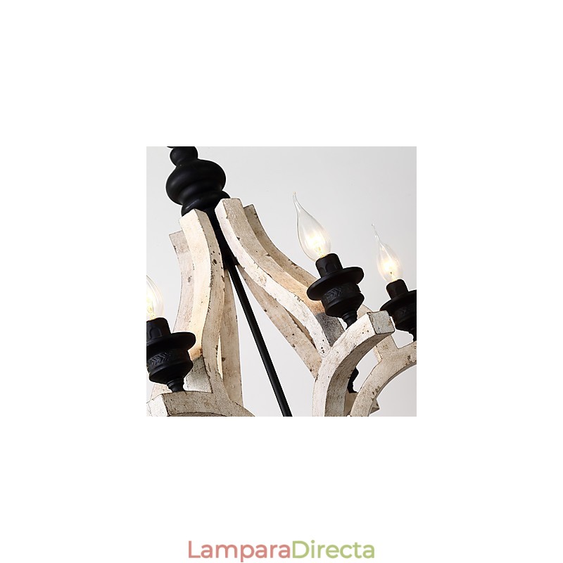 Lámpara colgante decorativa de madera de bambú estilo mini con pintura vintage