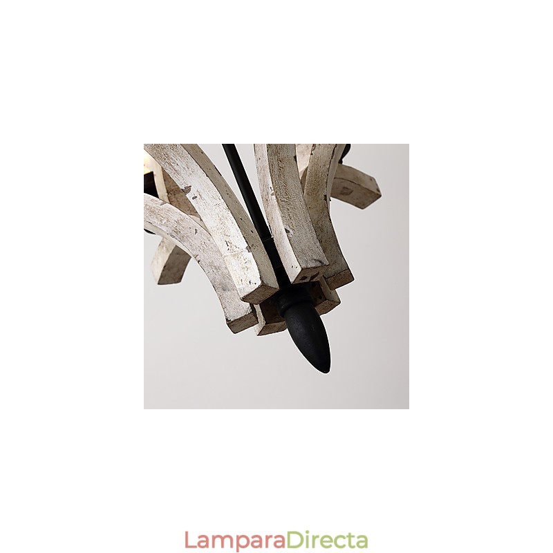 Lámpara colgante decorativa de madera de bambú estilo mini con pintura vintage