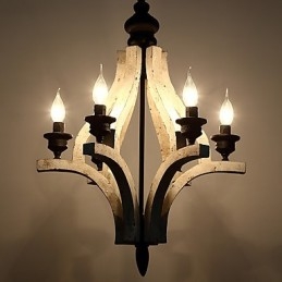 Lámpara colgante decorativa de madera de bambú estilo mini con pintura vintage