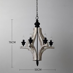 Lámpara colgante decorativa de madera de bambú estilo mini con pintura vintage
