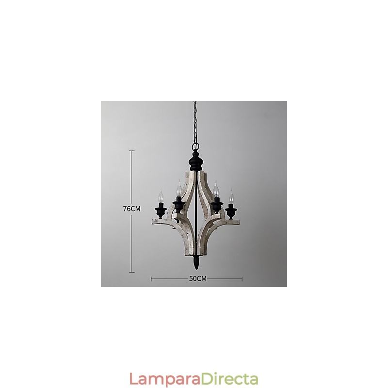 Lámpara colgante decorativa de madera de bambú estilo mini con pintura vintage