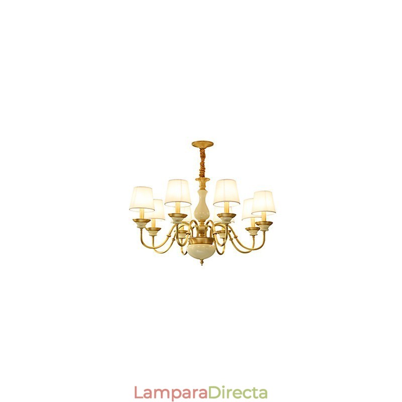 Araña de cobre, lámpara decorativa de jade