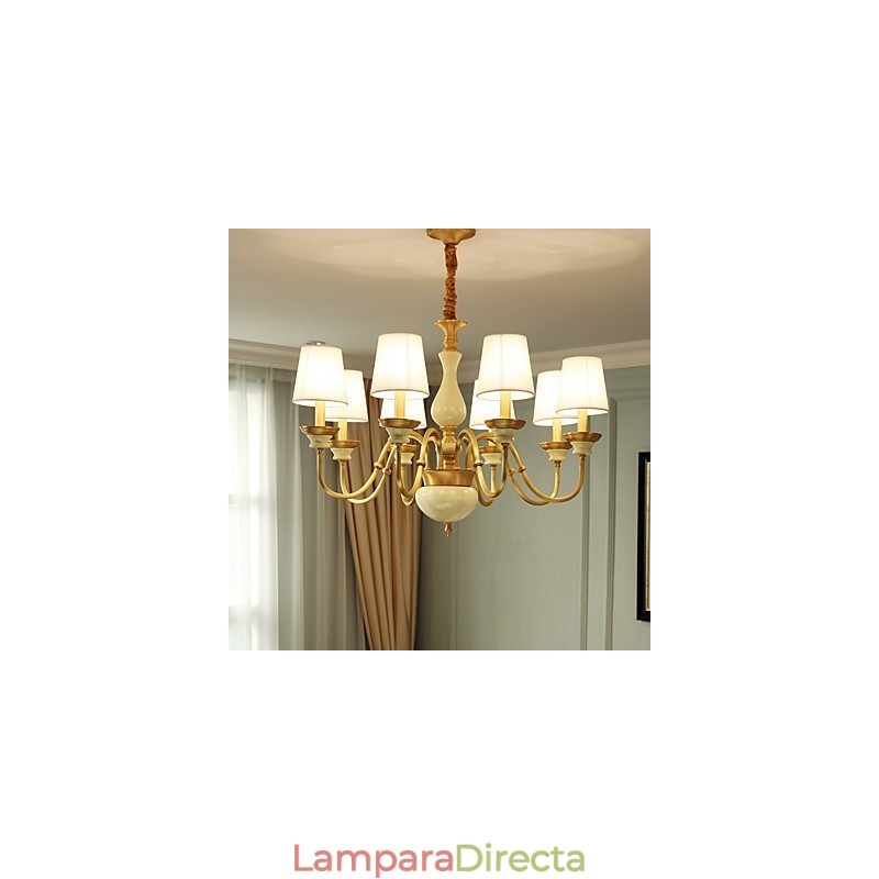 Araña de cobre, lámpara decorativa de jade