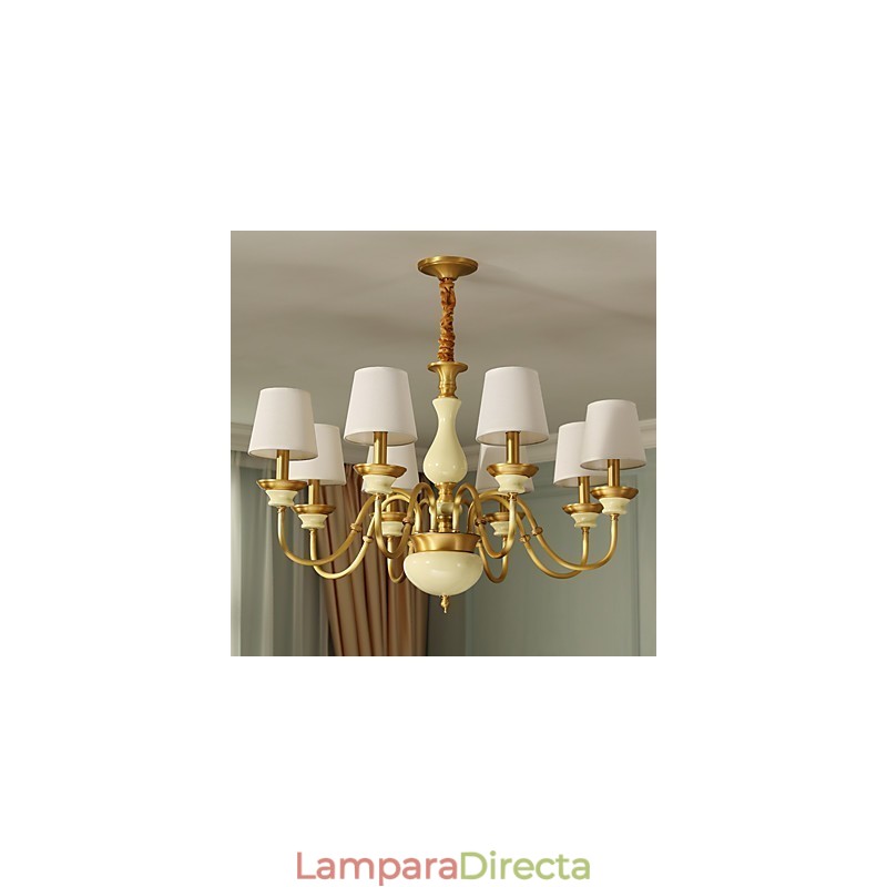 Araña de cobre, lámpara decorativa de jade