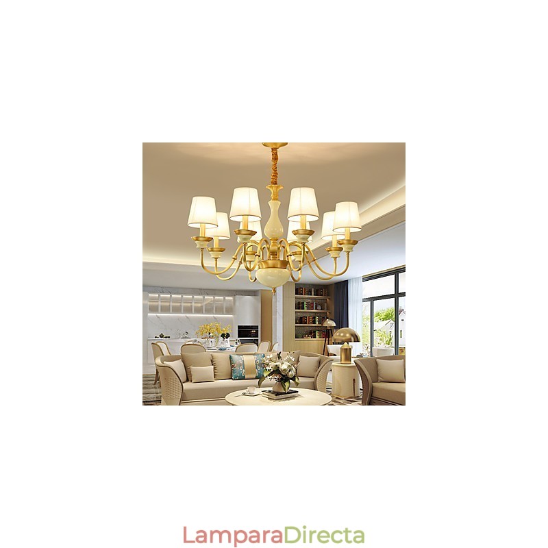 Araña de cobre, lámpara decorativa de jade