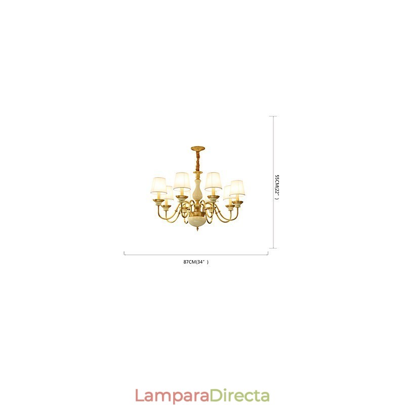 Araña de cobre, lámpara decorativa de jade