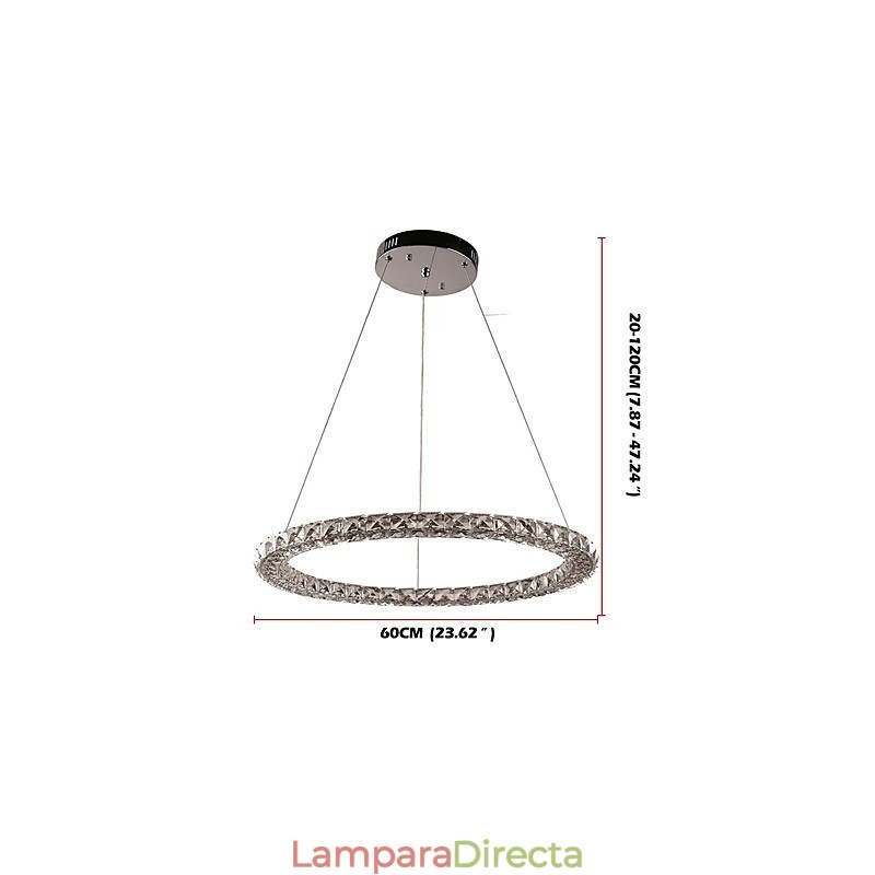 Lámpara colgante de cristal con forma de anillo moderna, lámpara de techo de cristal, lámparas de interior, accesorios regulables con control remoto
