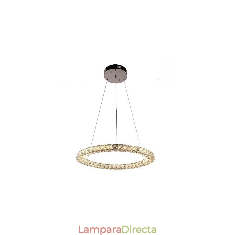 Lámpara colgante de cristal con forma de anillo moderna, lámpara de techo de cristal, lámparas de interior, accesorios regulables con control remoto