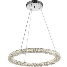Lámpara colgante de cristal con forma de anillo moderna, lámpara de techo de cristal, lámparas de interior, accesorios regulables con control remoto