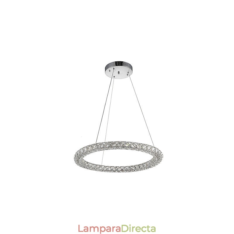 Lámpara colgante de cristal con forma de anillo moderna, lámpara de techo de cristal, lámparas de interior, accesorios regulables con control remoto