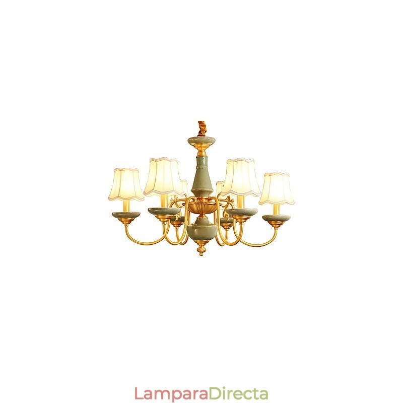 Araña de cobre, lámpara decorativa de jade