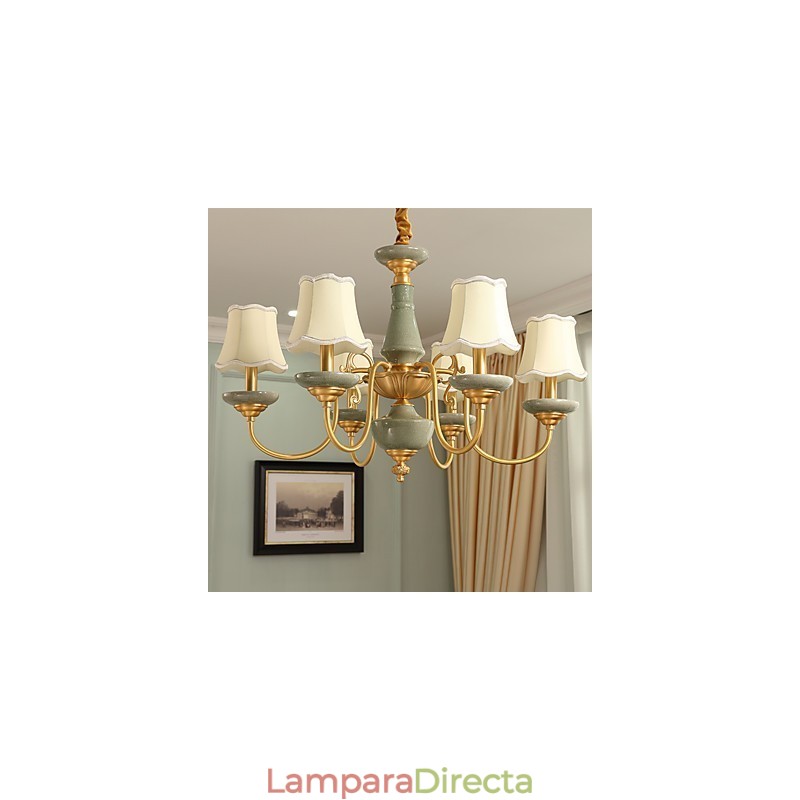 Araña de cobre, lámpara decorativa de jade