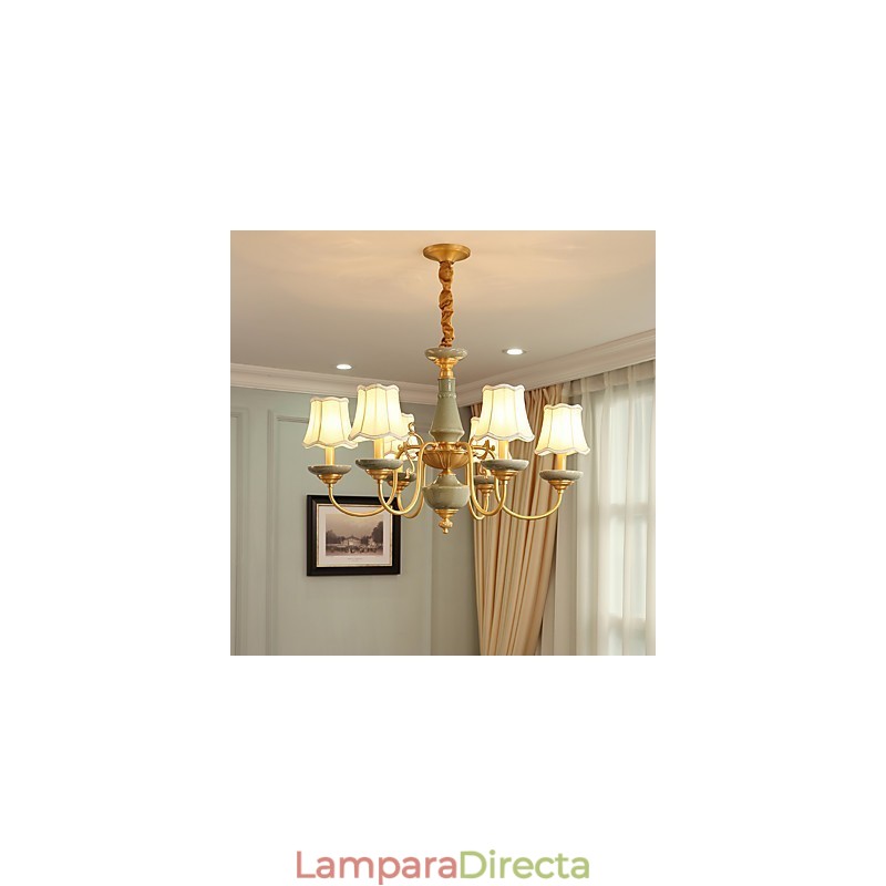 Araña de cobre, lámpara decorativa de jade