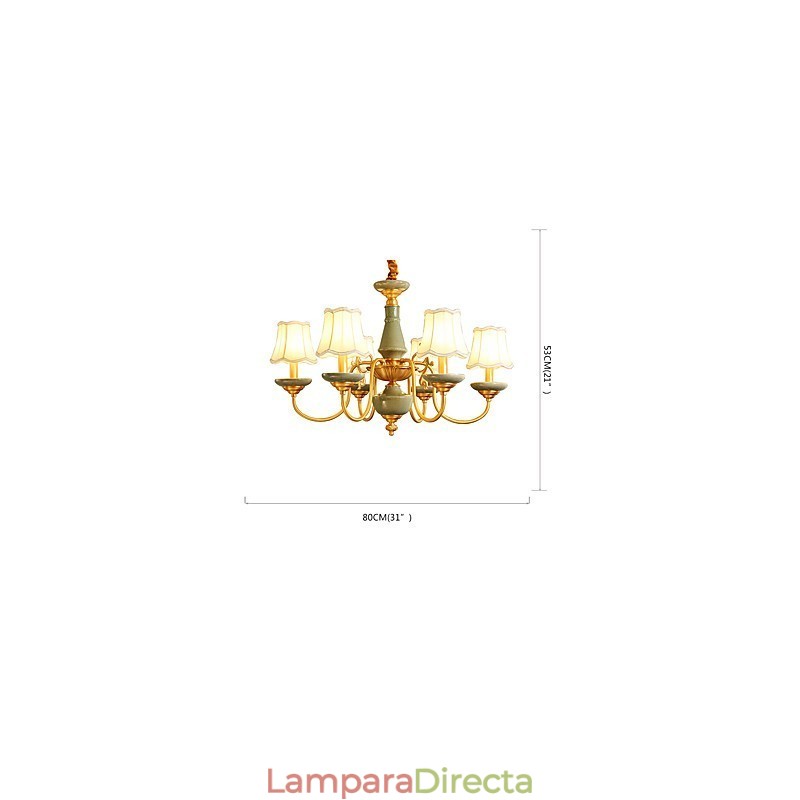 Araña de cobre, lámpara decorativa de jade