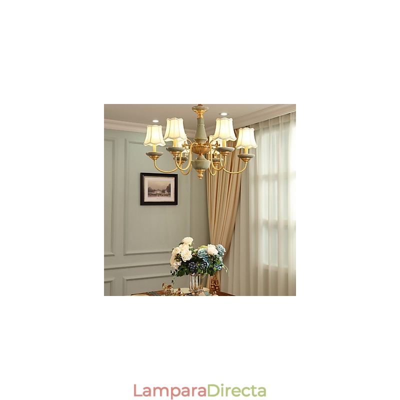 Araña de cobre, lámpara decorativa de jade