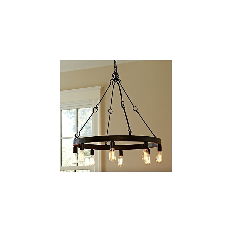 Lámpara colgante de hierro estilo retro con 8 luces