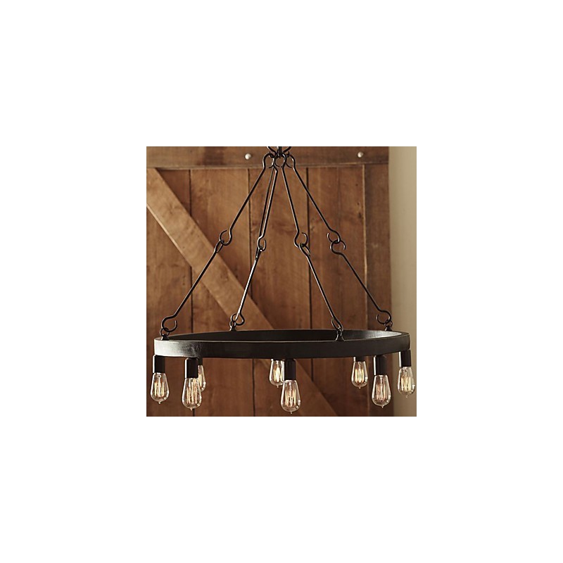Lámpara colgante de hierro estilo retro con 8 luces