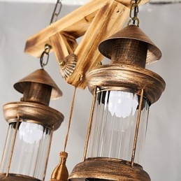 Lámpara de araña de metal con diseño de globo rústico estilo cabaña, estilo vintage retro, con pintura campestre para diseñadores de estilo mini.