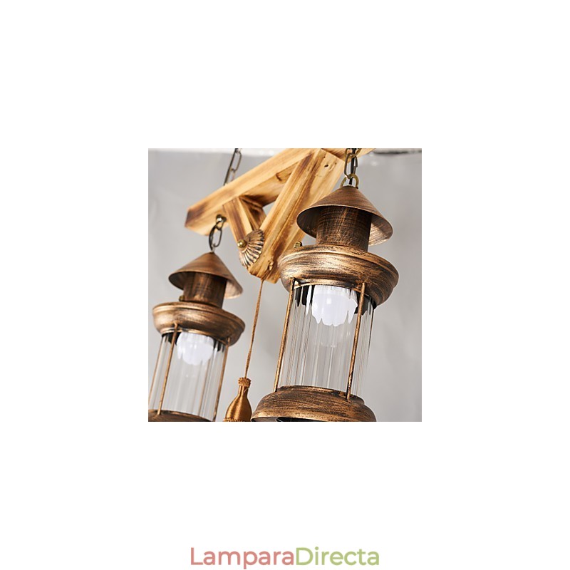 Lámpara de araña de metal con diseño de globo rústico estilo cabaña, estilo vintage retro, con pintura campestre para diseñadores de estilo mini.