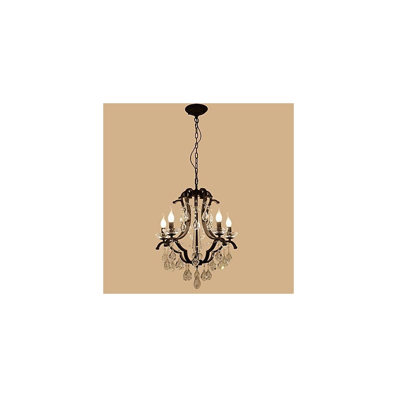 Lámpara de araña de cristal de 5 luces, moderna, contemporánea, tradicional, clásica, rústica, estilo cabaña, vintage, retro, con farol y tambor, estilo campestre.