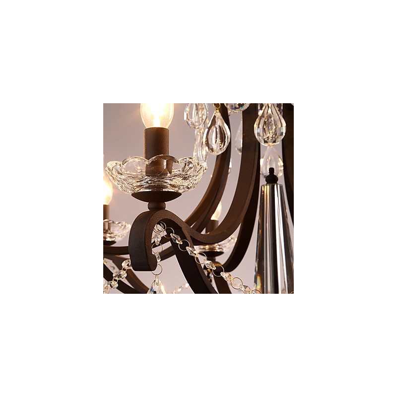Lámpara de araña de cristal de 5 luces, moderna, contemporánea, tradicional, clásica, rústica, estilo cabaña, vintage, retro, con farol y tambor, estilo campestre.