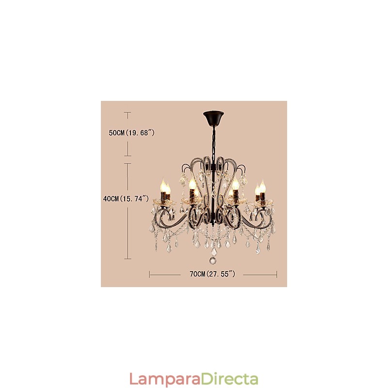 Lámpara de araña de cristal de 8 luces, moderna, contemporánea, tradicional, clásica, rústica, estilo cabaña, vintage, retro.