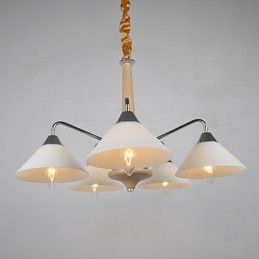 Lámpara de araña de bambú de madera galvanizada con acabado contemporáneo moderno