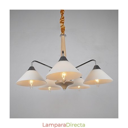 Lámpara de araña de bambú de madera galvanizada con acabado contemporáneo moderno Lámpara de araña de bambú de madera galvanizada con acabado contemporáneo moderno
