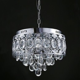 Elegante lámpara de araña moderna de cristal transparente con 4 luces