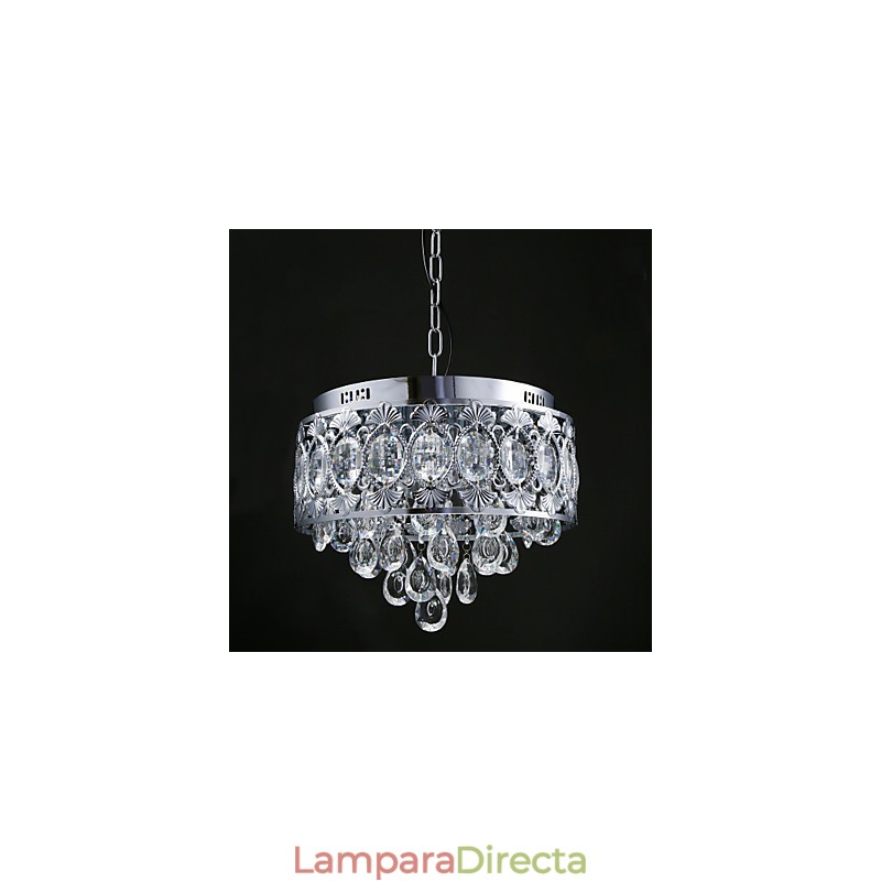 Elegante lámpara de araña moderna de cristal transparente con 4 luces