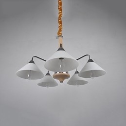 Lámpara de araña de bambú de madera galvanizada con acabado contemporáneo moderno