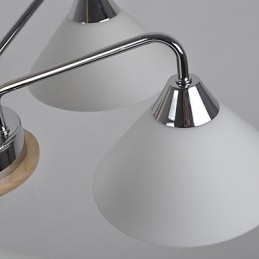 Lámpara de araña de bambú de madera galvanizada con acabado contemporáneo moderno