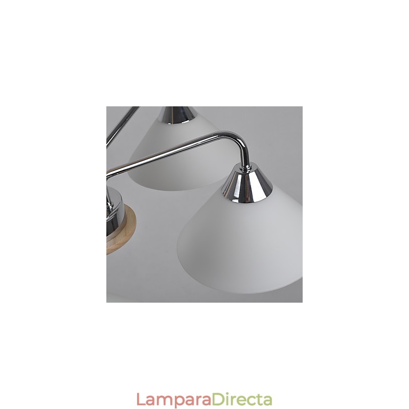 Lámpara de araña de bambú de madera galvanizada con acabado contemporáneo moderno