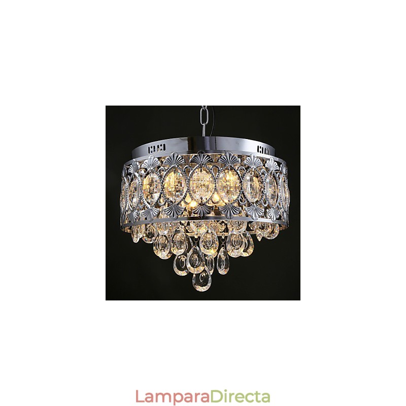 Elegante lámpara de araña moderna de cristal transparente con 4 luces