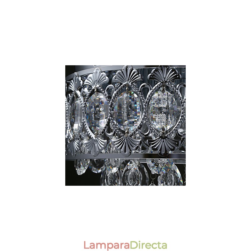 Elegante lámpara de araña moderna de cristal transparente con 4 luces