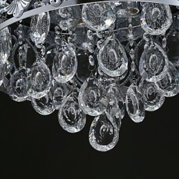 Elegante lámpara de araña moderna de cristal transparente con 4 luces