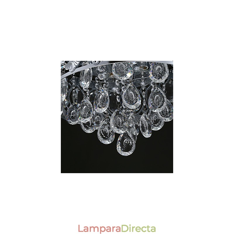 Elegante lámpara de araña moderna de cristal transparente con 4 luces