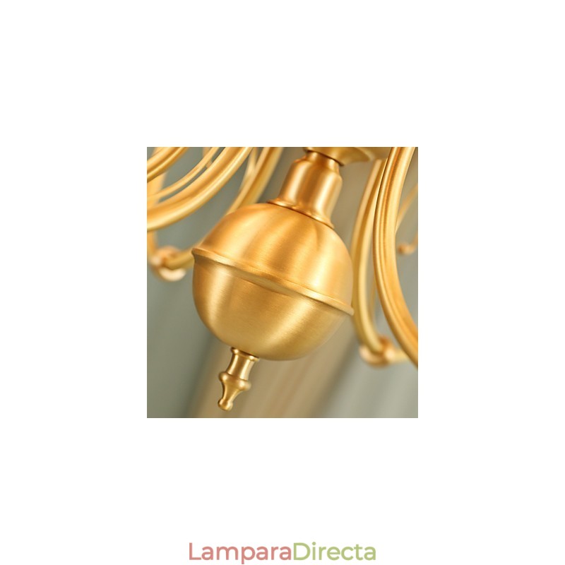 Lámpara de araña tradicional clásica de latón estilo campestre, estilo mini, de metal, con 3 bombillas.