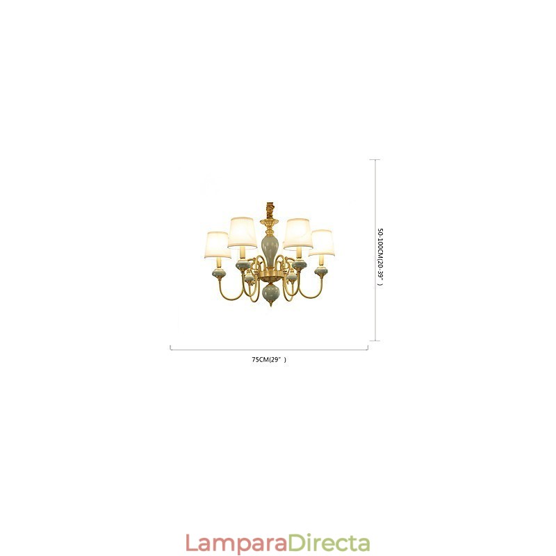 Lámpara de araña tradicional clásica de latón estilo campestre, estilo mini, de metal, con 6 bombillas.