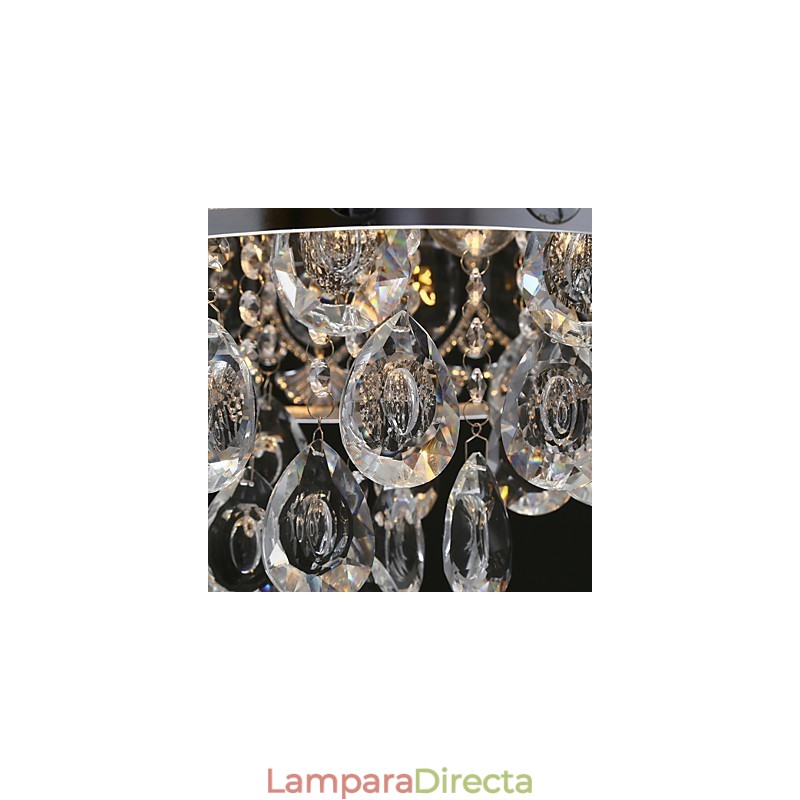 Elegante lámpara de araña moderna de cristal transparente con 4 luces