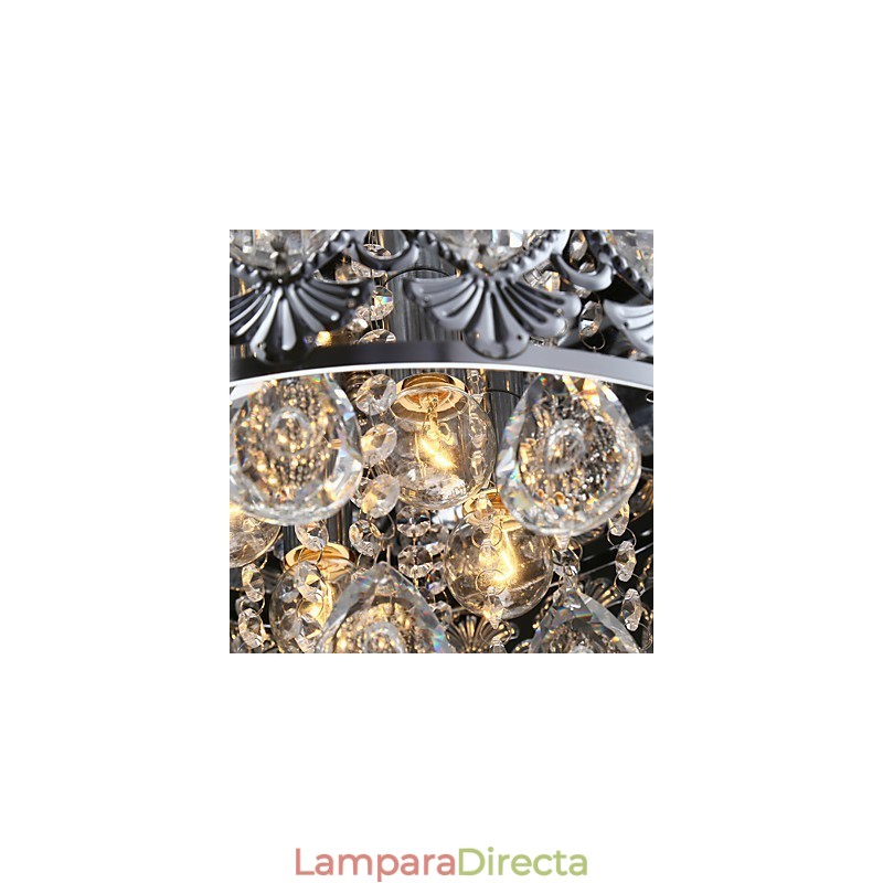 Elegante lámpara de araña moderna de cristal transparente con 4 luces