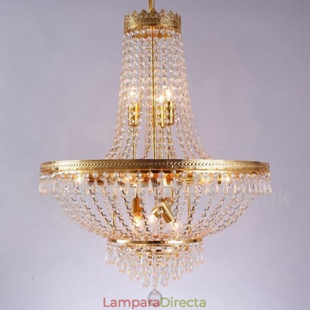 Lámpara de araña de cristal de estilo mini de metal con 9 bombillas, con acabado galvanizado clásico tradicional Lámpara de araña de cristal de estilo mini de metal con 9 bombillas, con acabado galvanizado clásico tradicional