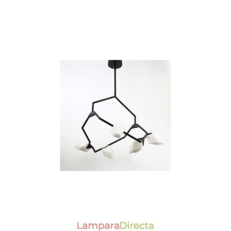 Lámpara colgante decorativa de cantina, de metal y cristal color melocotón, de cinco luces, estilo posmoderno