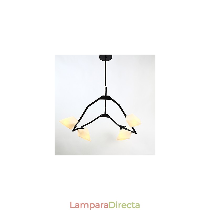 Lámpara colgante decorativa de cantina, de metal y cristal color melocotón, de cinco luces, estilo posmoderno