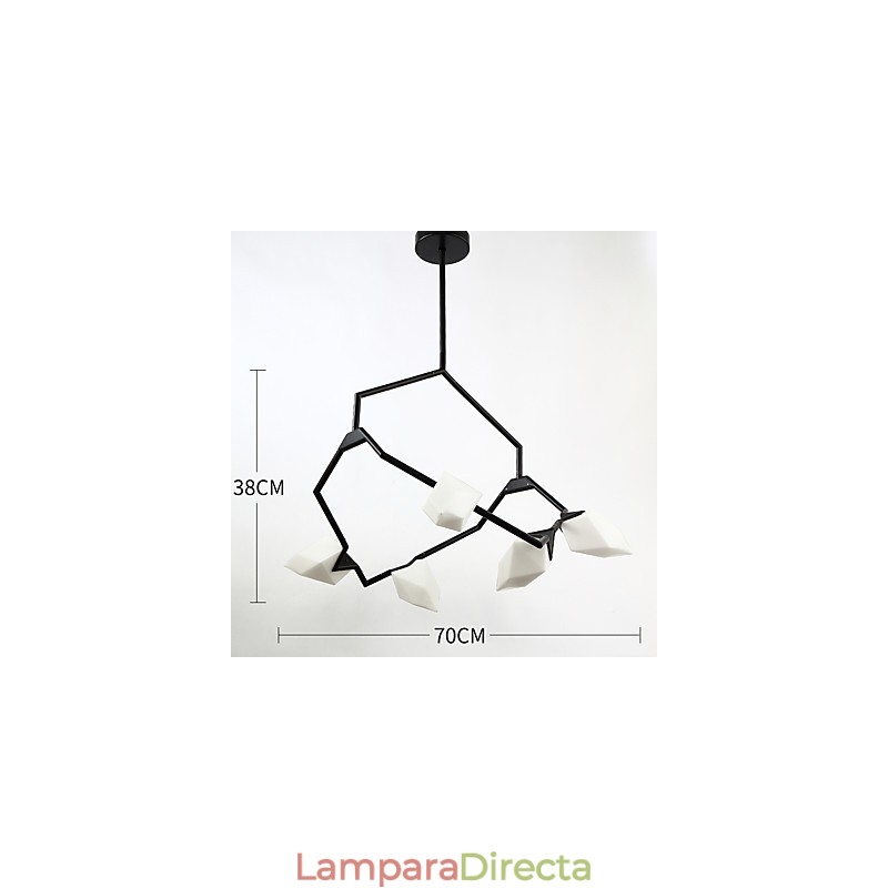 Lámpara colgante decorativa de cantina, de metal y cristal color melocotón, de cinco luces, estilo posmoderno